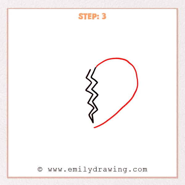 how to draw a broken heart - Step 3